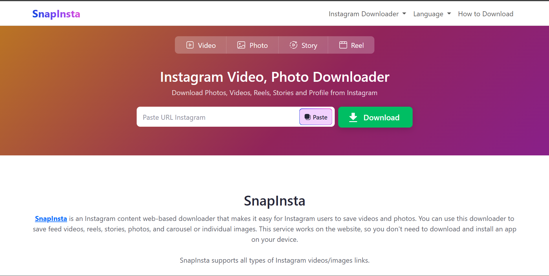 Cara Download Audio Instagram dengan SnapInsta